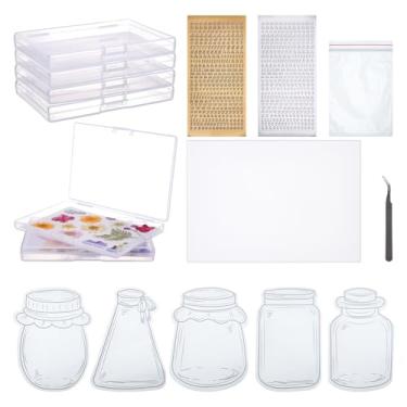 Imagem de OLYCRAFT Kit de armazenamento de flores secas com 340 peças incluídas, caixas de armazenamento de adesivos de letras, saco ziplock, papel de borrão de flores secas faça você mesmo, kit de
