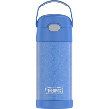 Imagem de THERMOS FUNTAINER Garrafa de água com canudo - 340 g - Garrafa de água infantil isolada a vácuo de aço inoxidável com tampa, pervinca com glitter