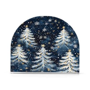 Imagem de xigua Lindo porta-guardanapos de árvore de Natal para mesas, porta-guardanapos de papel de placa acrílica elegante, dispensador de papel de seda independente moderno para jantar, sala de estar