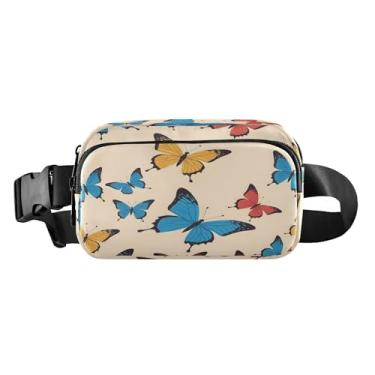 Imagem de CEBUGI Pochetes de caminhada para homens e mulheres, borboletas coloridas, modernas, resistentes à água, com cinto ajustável para treino, viagem, corrida