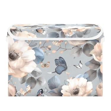 Imagem de xigua Caixotes de armazenamento de pássaros em aquarela com tampas e alça de transporte, caixas de armazenamento dobráveis, organizadores de recipientes, cestos, cubo com capa para casa, quarto