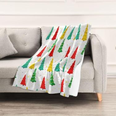 Imagem de Wassud Cobertores e mantas de Natal com desenho de árvore de Natal de 152 x 228 cm para sofá, cobertores quentes aconchegantes de lã de pelúcia para cama, sofá, cadeira, decoração de casa