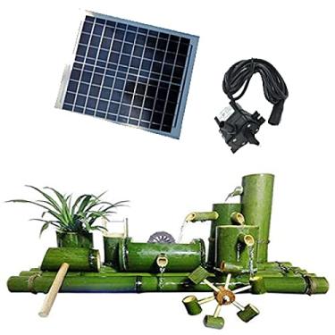 Imagem de Recursos de água para o jardim movido a energia solar, um conjunto completo de ornamentos de fonte de água de bambu, ornamentos de decoração de 50 cm