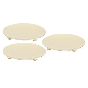 Imagem de Brrnoo Suporte de Vela de Placa de Ferro de 3 Pacotes, Ouro, Suporte de Vela de Pilar de Ferro Decorativo, de para de LED e Cera, Cones de Incenso, Spa, Casamentos