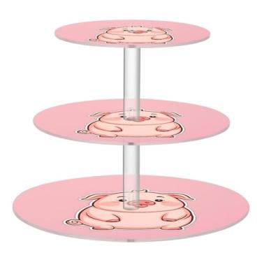 Imagem de CEBUGI Suporte de cupcake de 3 camadas, suporte redondo de porco, torre, bandeja de servir em camadas de acrílico para chá, chá de bebê, casamento e mais