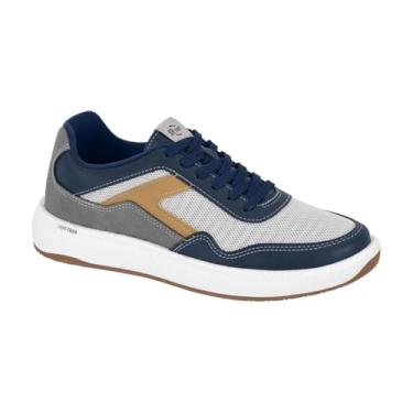 Imagem de Tênis Masculino Casual Nylon Beira Rio Br Sport - Leve, Respirável e Confortável (Gelo/Marinho, BR, Adulto, Numérico, 40)