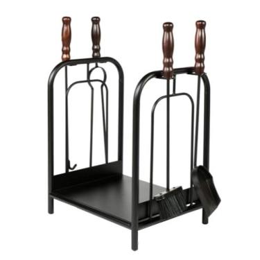 Imagem de Kit de limpeza para lareira com cesto de lenha cabo madeira - ARRIVO M