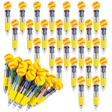 Imagem de LiYiQ Caneta multicolorida de futebol em um desenho animado fofa, divertida, 4 em 1, canetas esferográficas kawaii, em formato de futebol, legais para crianças, presentes divertidos (softball, 25)