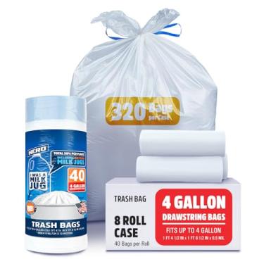 Imagem de Hero, I Was A Milk Jug, sacos de lixo, 4 galões, estojo a granel de 320 sacos, reciclado, banheiro, escritório, cozinha, saco de lixo pequeno