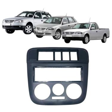 Imagem de Moldura 1 Din Gol G4 Parati Saveiro 2006 à 2009 5 Botões Preta Painel Rádio Som