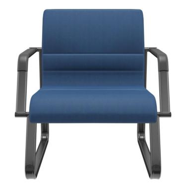 Imagem de Cadeira De Escritório Recepção Com Braço Fixa Preta Lev P03 Crepe Azul - Lyam Decor