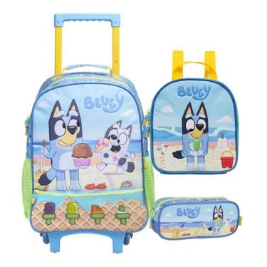 Imagem de Kit Mochila Infantil Menino Bluey X Lancheira Estojo Rodinha - Xeryus