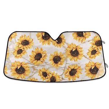 Imagem de Protetor solar de carro com textura de mármore de girassol, protetor solar de carro, protetor solar para carro, acessórios de janela de carro