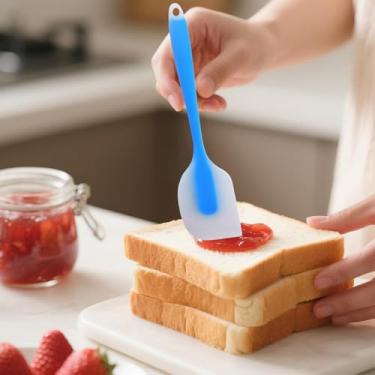 Imagem de Espátula de silicone, resistente ao calor, antiaderente, flexível, raspador, cozinha, bolo, utensílio essencial, raspador premium para creme (azul)