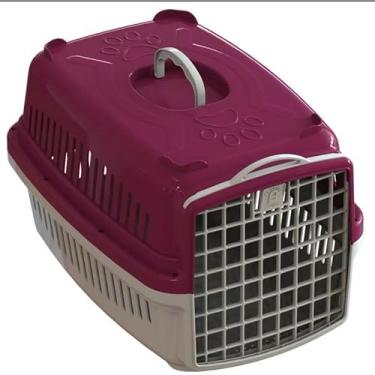 Imagem de Caixa de Transporte Pet para Cães e Gatos – Transportadora Resistente com Ventilação e Porta com Trava para Viagens e Veterinário(Vinho,Nº3 ate 16kg)