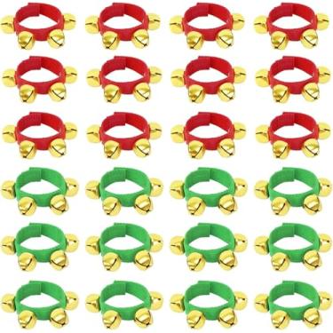 Imagem de 24 peças de pulseiras de Natal com sinos, instrumentos musicais, suprimentos de festa para lembrancinhas de decoração de festa infantil (12 peças, vermelho e 12 peças, verde)
