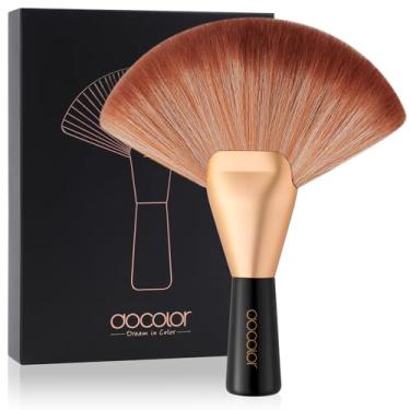 Imagem de docolor Pincel para acabamento em pó, pincel multiuso para rosto e corpo, pincel de maquiagem profissional para salão de beleza, perfeito para spray de bronzeamento em pó, destacando o contorno do