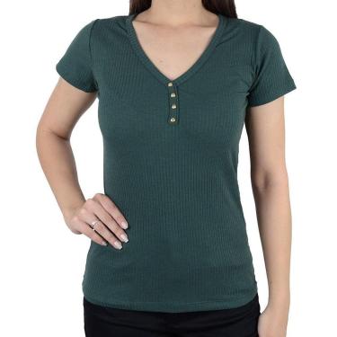 Imagem de Camiseta Feminina LZT Plus Size Canelada Verde Militar - 155-Feminino