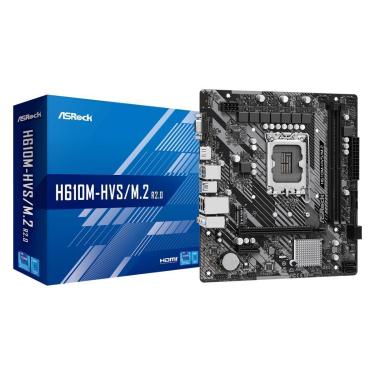 Imagem de ASRock H610M-HVS/M.2 R2 (LGA 1700 DDR4 3200 OC) - Chipset Intel H610 - USB 3.2 - Slot M.2 - mATX-Unissex