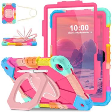 Imagem de WESOROL Capa para Galaxy Tab A11 Plus/A9 Plus de 11 polegadas, capa à prova de choque para tablet Samsung A11+/A9+, capa com protetor de tela, suporte giratório 360, alça de ombro, rosa colorido