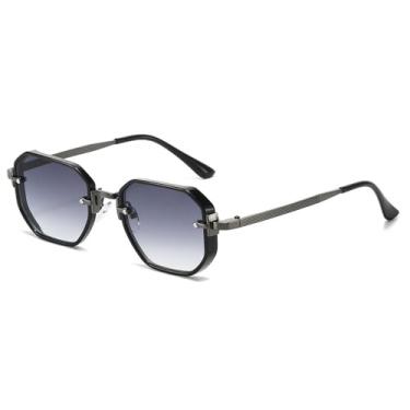 Imagem de Óculos de Sol UV400 - Armação Pequena Estilo Punk com Lentes Degradê em Metal para Homens e Mulheres, Ideais para Esportes ao Ar Livre, Corrida e Ciclismo, nas Cores Cinza Chumbo e Rosa