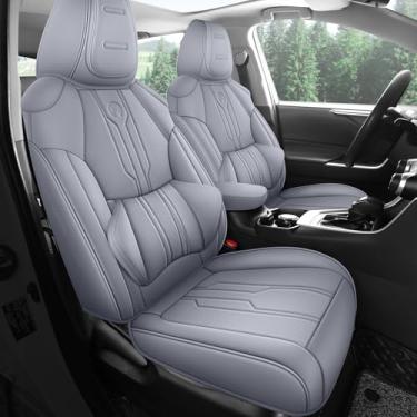 Imagem de AOOG RAV4 Capas de assento personalizadas para Toyota RAV4 2013-2018 XLE/SE/Limited/Platinum/Adventure, capa de assento SUV de couro falso de luxo (conjunto completo, cinza)