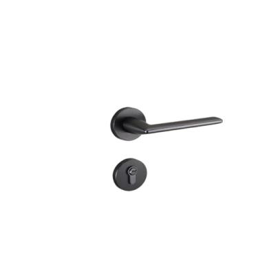 Imagem de Fechadura silenciosa dividida em liga de zinco para quarto maçaneta de porta de madeira fechadura mecânica (D31 S971 preto fosco)