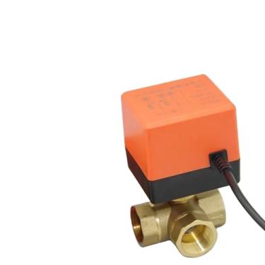 Imagem de Válvula de esfera de rosca elétrica de latão Válvula solenoide de água de 3 fios de 2 vias com atuador 1 peça (DN50, AC 220V_3 vias)