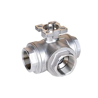 Imagem de Válvula esférica de 3 vias de aço inoxidável de plataforma alta de 3 vias de 1/5.1 cm 3/10.2 cm 2.5 cm 1-1/5.1 cm 2.5 cm 1-1/5.1 cm 5.1 cm válvula de esfera de 3 vias tipo T/L (tipo L, 1,25 polegadas)