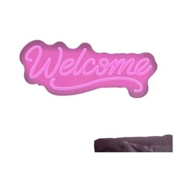 Imagem de Letreiro Neon Coreano De Boas-Vindas Para Restaurante, Loja, Salão, Ca