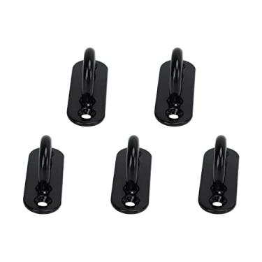 Imagem de KIMISS 5 PCS Oval Preto Placa de Olho de Aço Inoxidável Ganchos de Teto - Placa de Olho de Almofada de Rolamento de Carga para Pendurar Plantas, Balanços e Lustres (6mm)