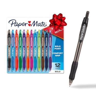 Imagem de Paper Mate Canetas esferográficas retráteis Profile em negrito, 1,4 mm, cores sortidas, 144 unidades - volta às aulas, casa, escritório, material para professores, pacote com 12