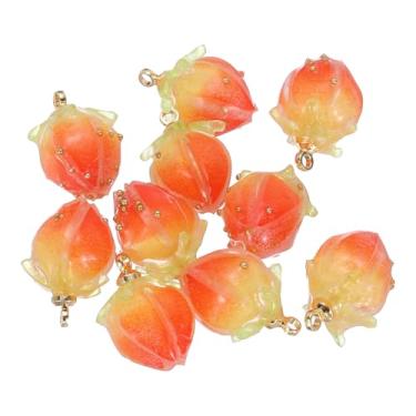 Imagem de Generic 0,6 x 0,4 contas de flores, 10 peças de contas de flores de acrílico, mini pingente de rosa para pulseiras, brincos, colares, fabricação de joias e artesanato DIY, laranja