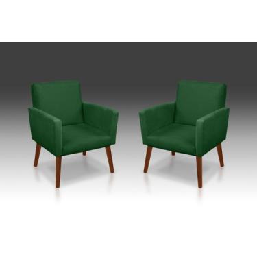 Imagem de Kit 02 Poltrona Nina suede Verde- Modena Decor  - CASA DA POLTRONA