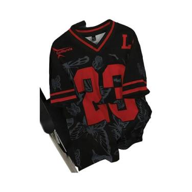 Imagem de Camiseta Masculina De Verão Com Decote Em V Casual Esportiva Respiráve