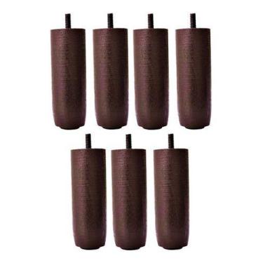Imagem de Kit de 7 Pés Para Cama Box ou Baú TDC Marrom 12cm de Altura Madeira Ma