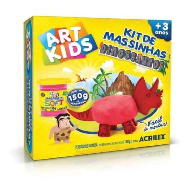 Imagem de Kit de Massinhas Dinossauros 4 150g Com Peças Para Moldar - Art Kids