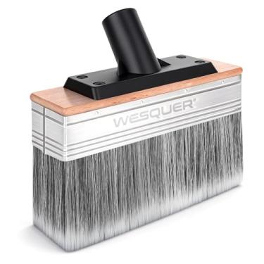 Imagem de WESQUER Pincel de mancha de 17 cm – Cerdas de poliéster sintético, haste de extensão de 1/10.2 cm compatível, pincel de deck seguro de virola de metal para coloração, tinta de cal e aplicações em deck