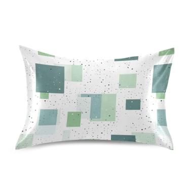 Imagem de Wassud Fronhas de cetim quadradas verdes para cabelo e pele fronhas de seda lisa queen size capas de travesseiro respiráveis com fecho de envelope