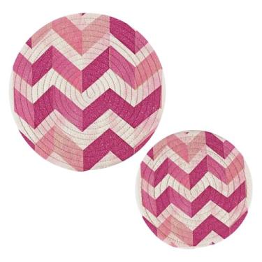Imagem de Wassud Suportes de panela redondos com glitter em ziguezague trivets de algodão almofadas quentes porta-copos elegantes decoração de cozinha e acessórios 2 peças
