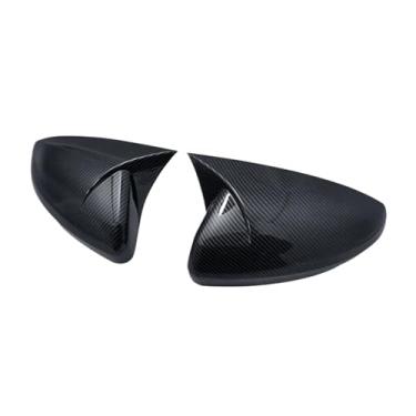Imagem de Compatível com vw polo mk6 aw gti 2018-2021 chifre de boi tampas do carro escudo guarnição de fibra de carbono olhar exterior espelho retrovisor capa(Carbon fiber pattern)