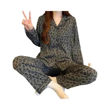 Imagem de Conjunto De Pijama Feminino De Manga Longa Respirável, Cardigan Listra