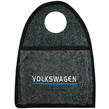 Imagem de Lixeira Lixinho Automotiva Carro Carpete Logo Bordado Volkswagem para Câmbio Grafite