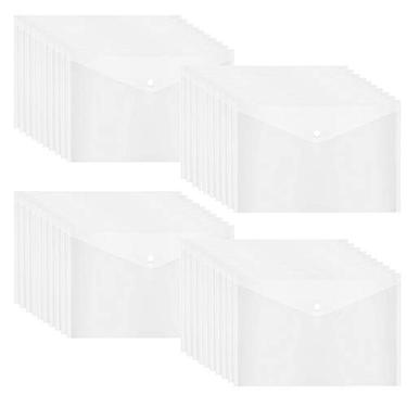 Imagem de Envelope de plástico transparente de 40 peças com fecho de botão, pasta de arquivo de envelope impermeável de plástico, pastas transparentes para documentos, tamanho carta, tamanho A4, para escola e