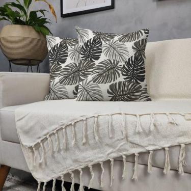 Imagem de Kit Manta Para Sofá Bege + 2 Capas De Almofada Com Zíper - Genérico, 0