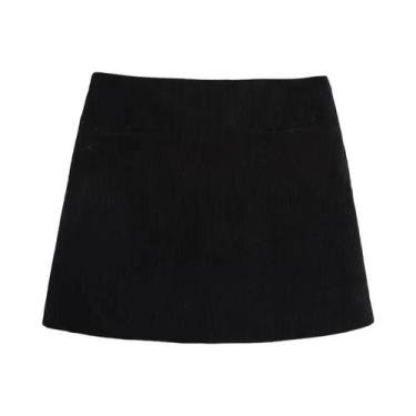 Imagem de Saia Mini A-Line De Cintura Alta Com Zíper Lateral Para Mulheres, Esti