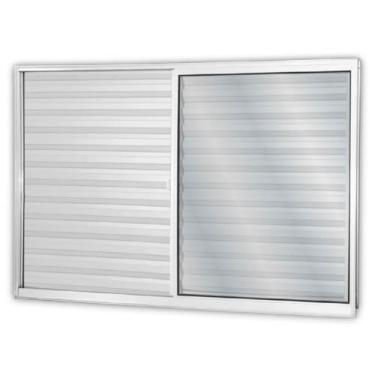 Imagem de Janela de Alumínio Veneziana de Correr 100x120cm 3 Folhas 1 Fixa com Vidro Mini Boreal Linha Soft MGM