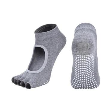 Imagem de Meias De Algodão Antiderrapantes Para Yoga E Pilates Femininas, Respir