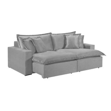 Imagem de Sofá 3 Lugares Retrátil Encosto Fixo M-145 Veludo Martins Cinza