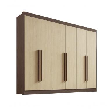 Imagem de Guarda Roupa Casal 6 Portas 7 Gavetas Sem Pés Athos - D' Doro Castanho/linho